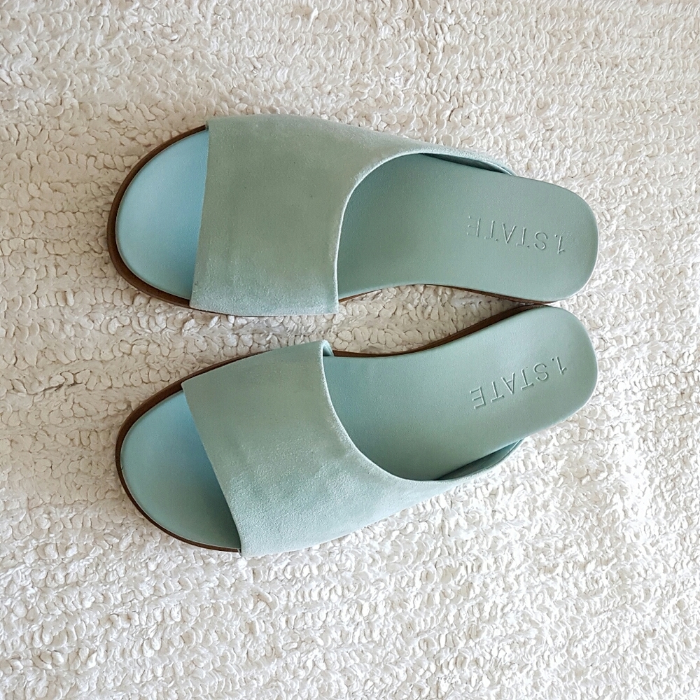 1. State Seaglass Lyx Suede Slides Size 7.5